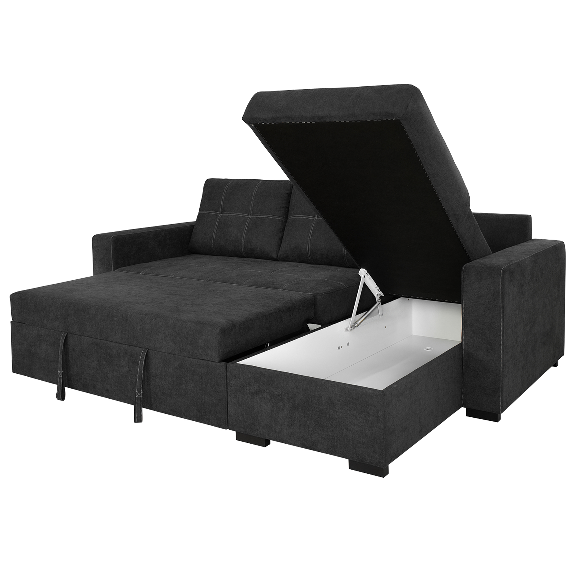 Ecksofa - graphite - Liegefunktion und Staukasten