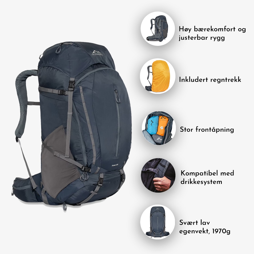 Falkeberg Pioneer 100L<br>Langtursekk i høy kvalitet!