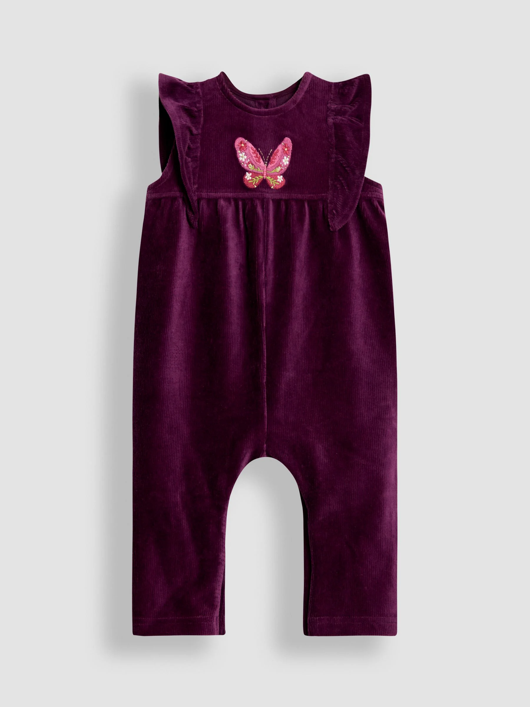Paars met vlinderprint - JoJo Maman Bébé Appliqué Velour Dungarees & Top Set