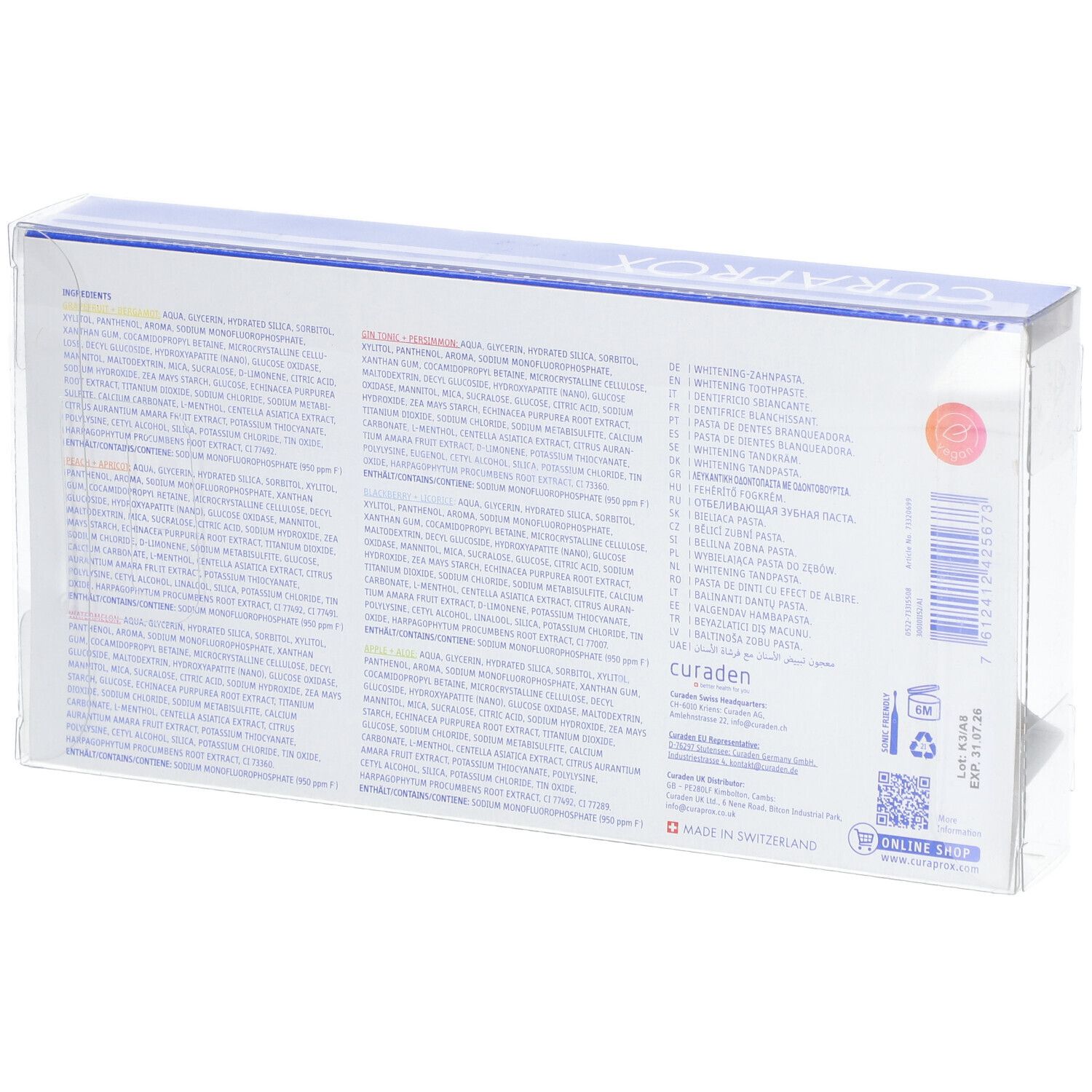 Curaprox® BE YOU mixed Set 6 Zahnpasten inkl. Zahnbürste