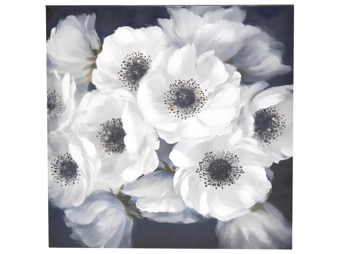 Tableau Toile murale encadrée peinte Fleurs 38 x 38 cm