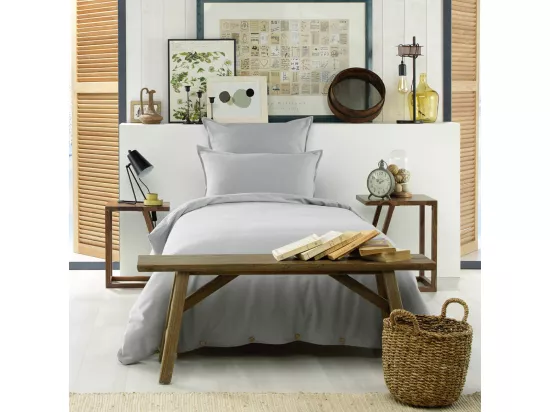 HEDDA - Taie d'Oreiller 50x70cm Flanelle de Coton Coloris Brume