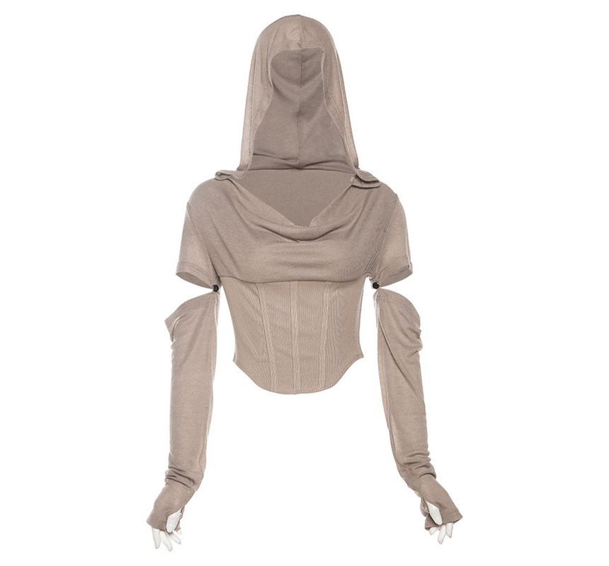 HERMITAKH - Lange mouwen coltrui met capuchon en bustier