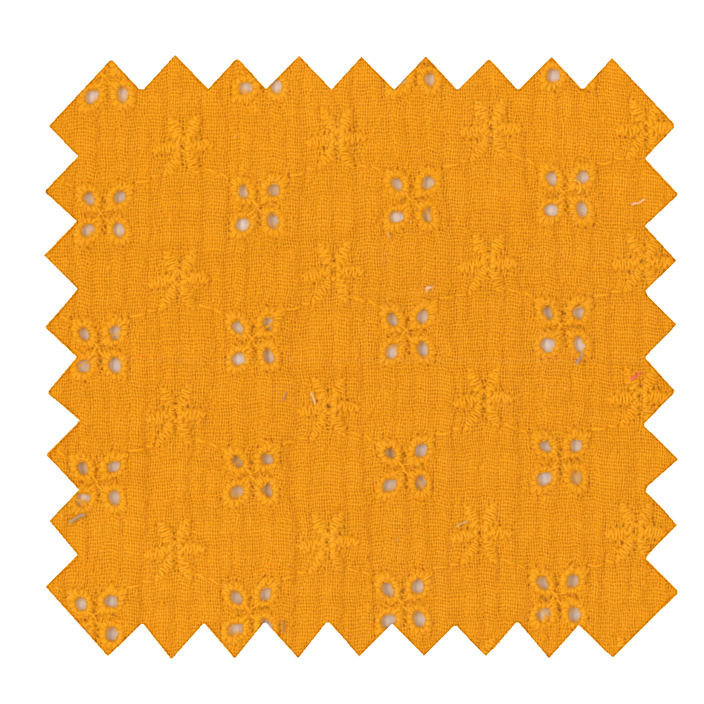 Tissu Coton Au Mètre Gaze Dentelle Ocre