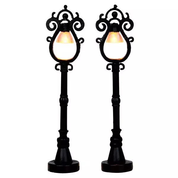 Accessoire Lemax (H10 cm) Lot de 2 lampadaires Parisien à piles