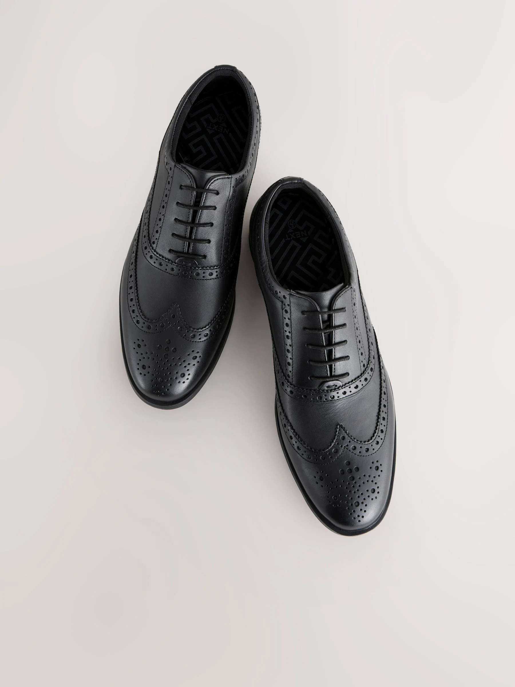 Zwart - Standaard pasvorm - Leren Oxford brogues