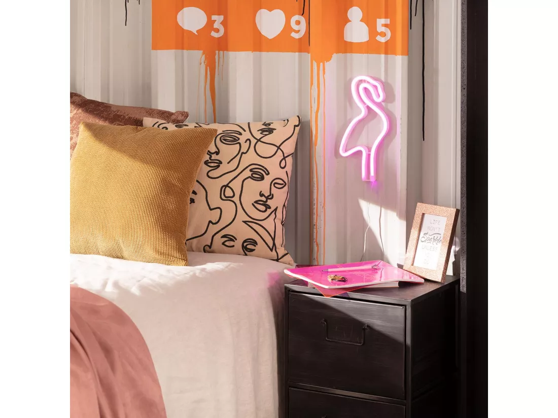 Néon LED Flamingo à Piles Rose