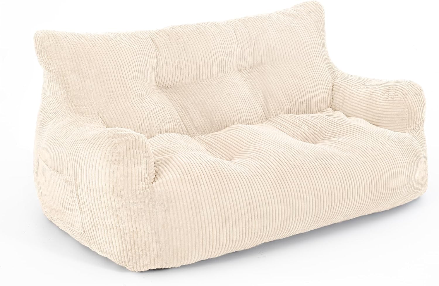 Pamapic Sitzsack, Sitzsack Erwachsene mit Füllung, Doppeltes Lounge Sessel mit Tragbarem Griff, Modernes Ergonomisches BeanBag, Indoor Sitzsäcke Stuhl für Wohnzimmer, Schlafzimmer, Spielzimmer, Beige