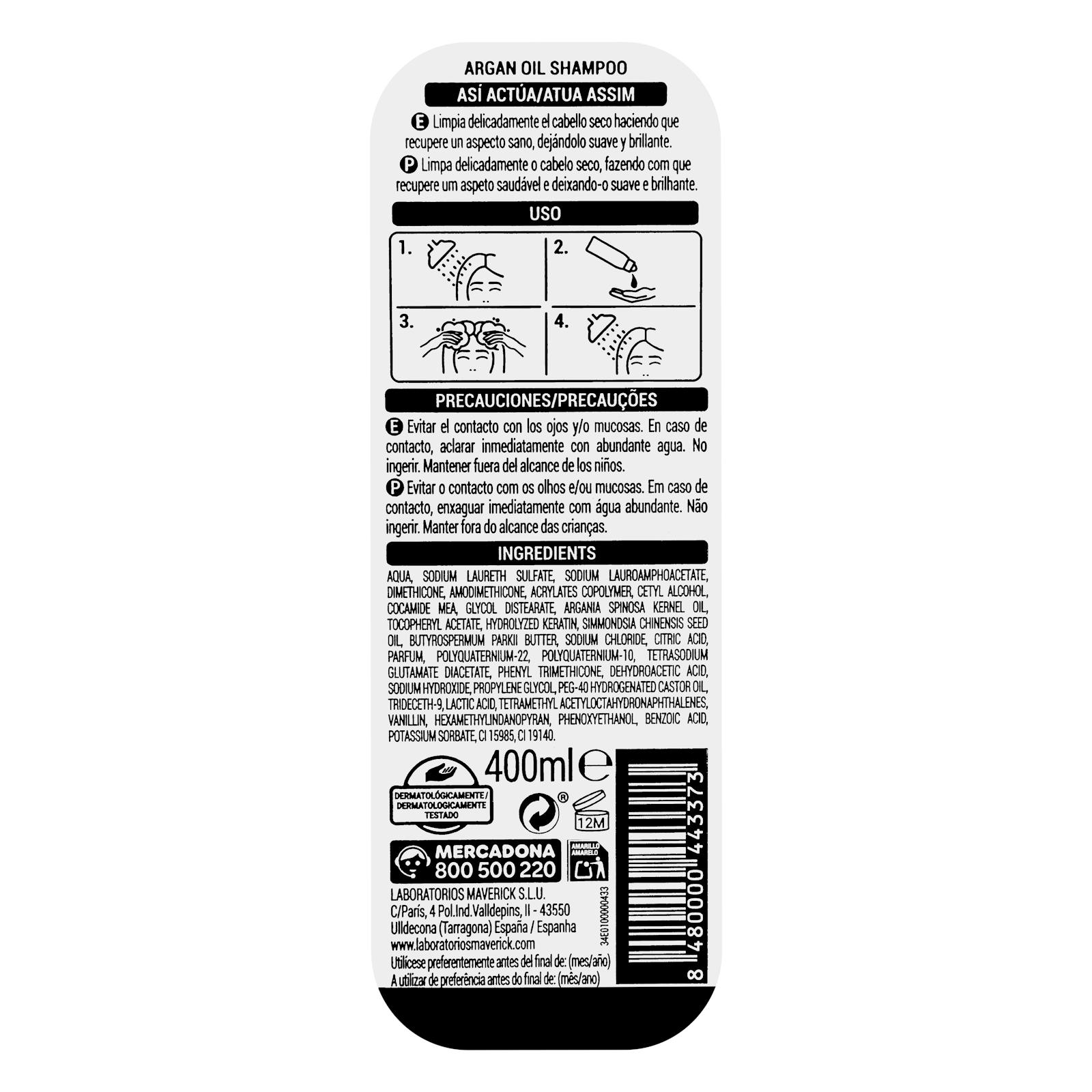 Shampoing à l'huile d'argan Deliplus pour cheveux secs et abîmés