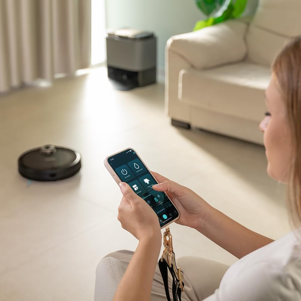 Cecotec Saugroboter Selbstentleerung und rotierende Wischmopps Conga 13090 Spin Revolution Home&Wash Essential. 7000Pa, Lasertech, Silikonbürste, Seitenbürste, APP, Bluetooth, WiFi 2,4 GHz, 5 GHz