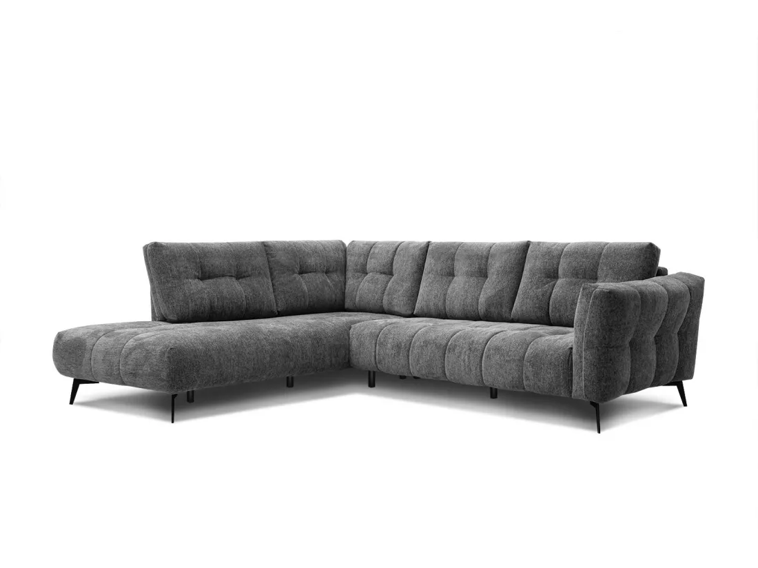 Canapé d'angle gauche 5 places tissu gris foncé