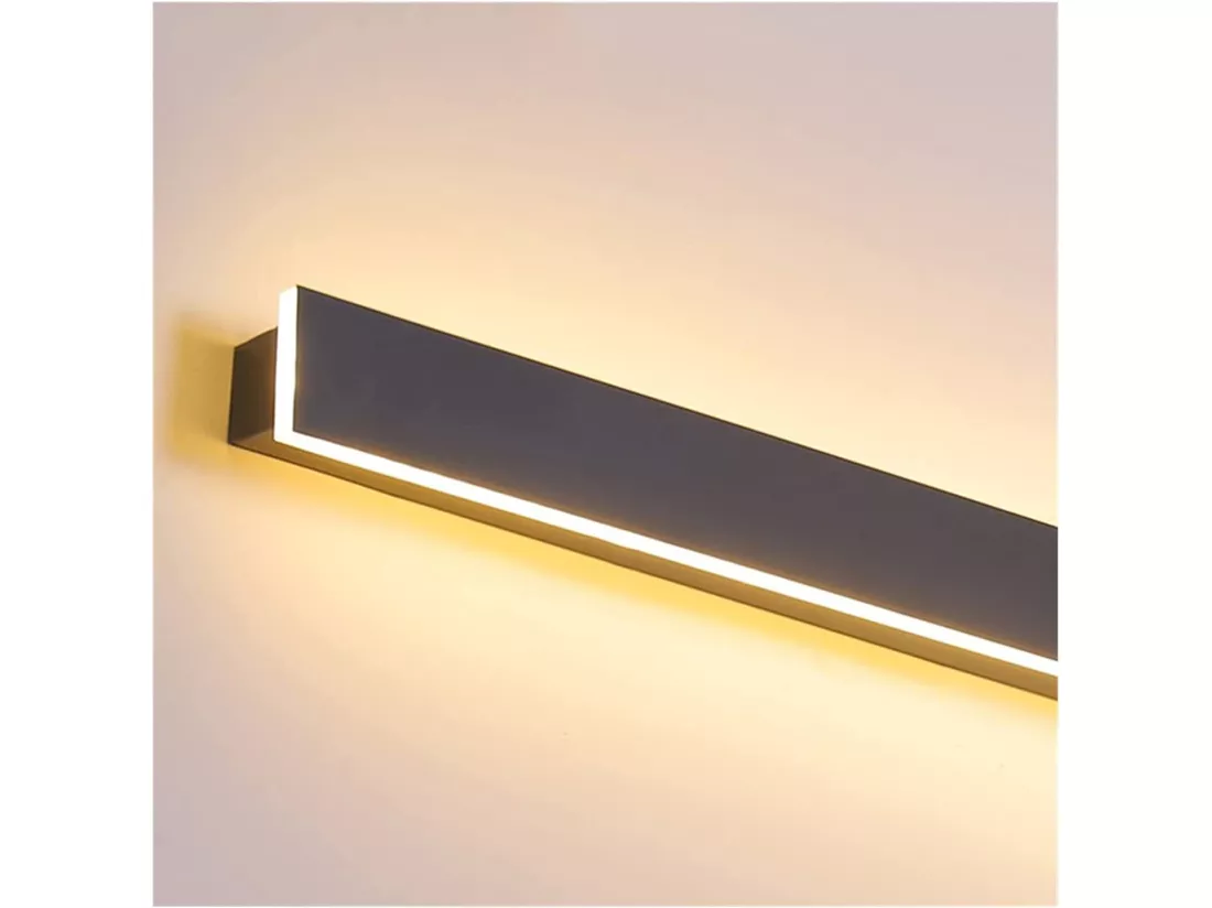 Applique murale extérieure led, 30*5*4.5cm, noir, étanche IP65, lumière chaude 3000k, 12w