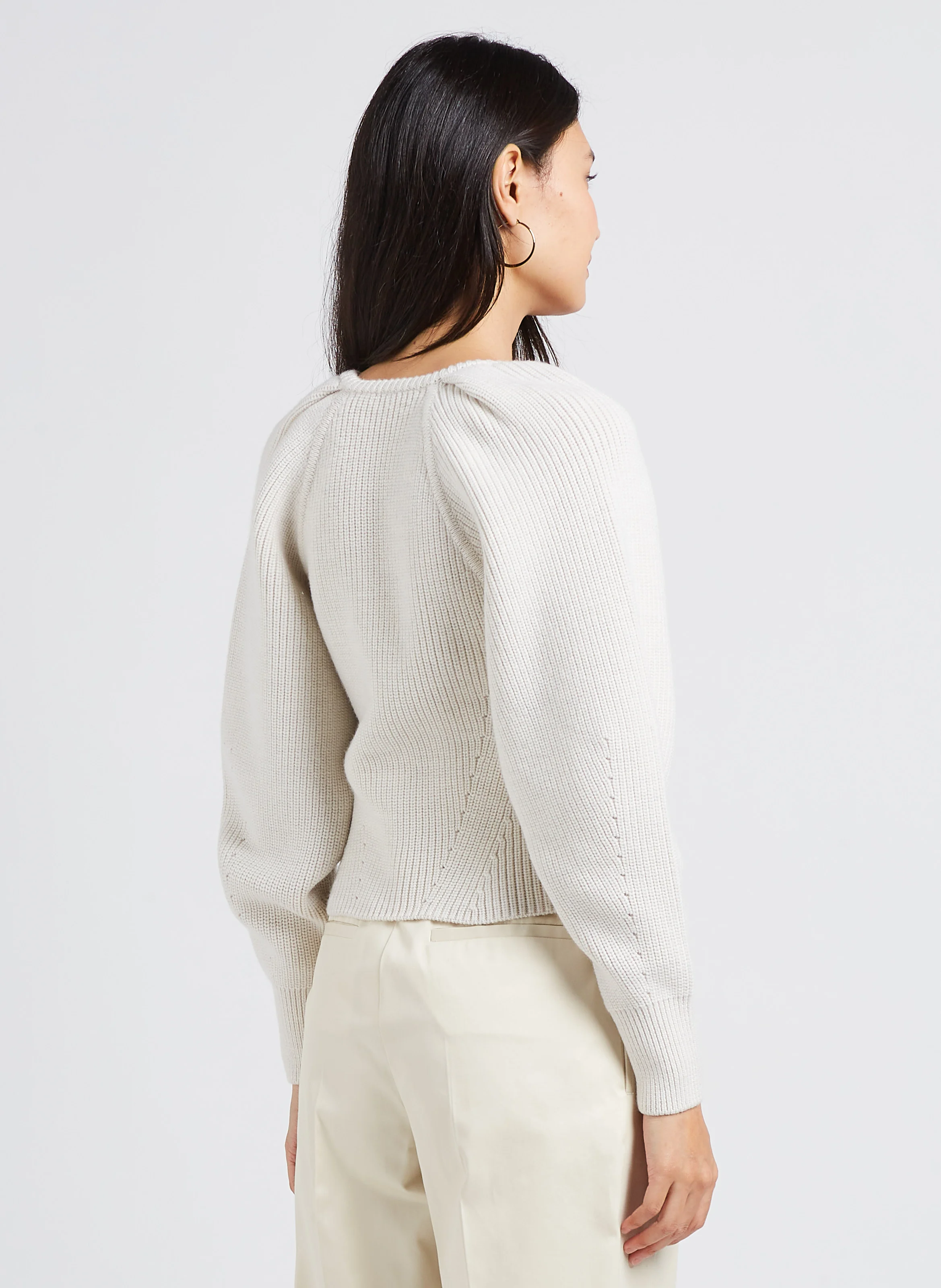 ADSILA - Pull décolleté V en laine | Beige