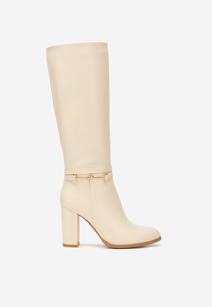 Bottes à talon carré beige Dresara