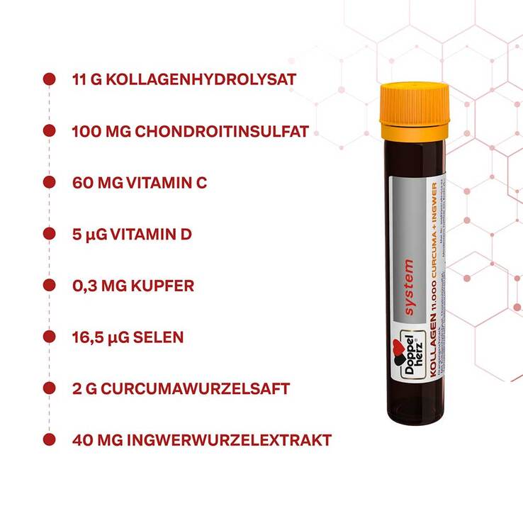 Doppelherz Kollagen 11.000 Curcuma + Ingwer System Trinkampullen, 30X25 ml