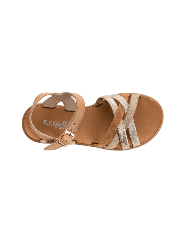 Sandales Fille THELMA MIX Cuir Noisette - Reqins