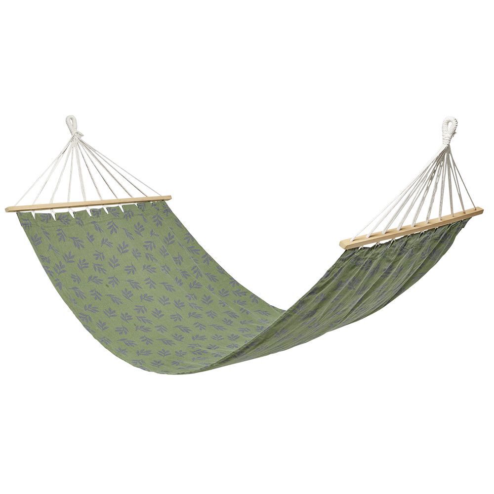 Hamac à suspendre Camp Chic 1 personne vert motif feuillage L200x100cm