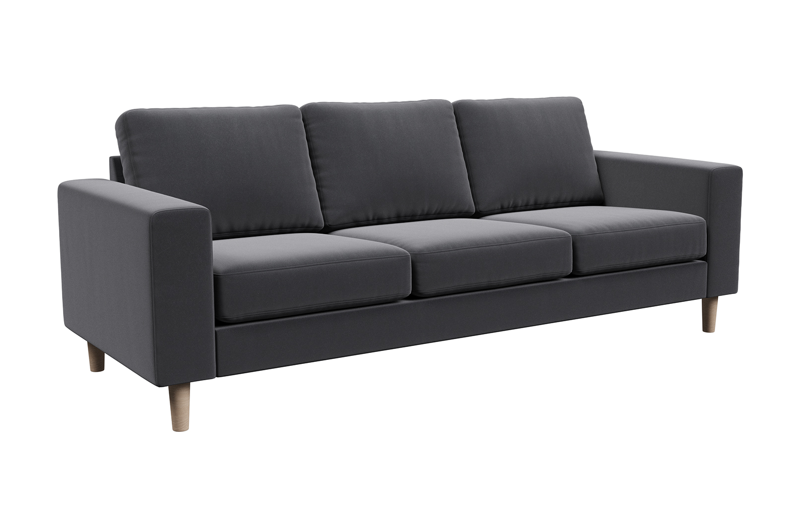 Hedda 3-seter 3-seter i tekstil Velvet Grey med arm F 18 cm og ben nr 1 i hvitoljet eik