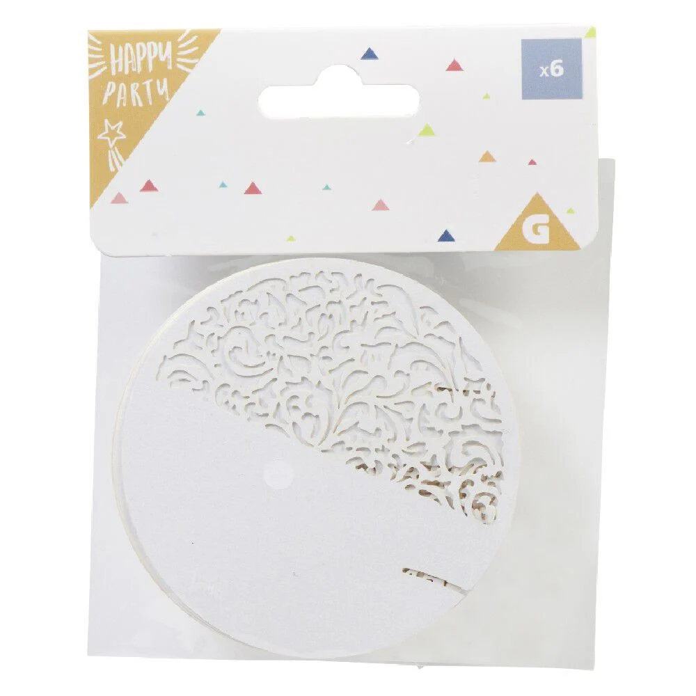 Marque place rond effet dentelle x 6
