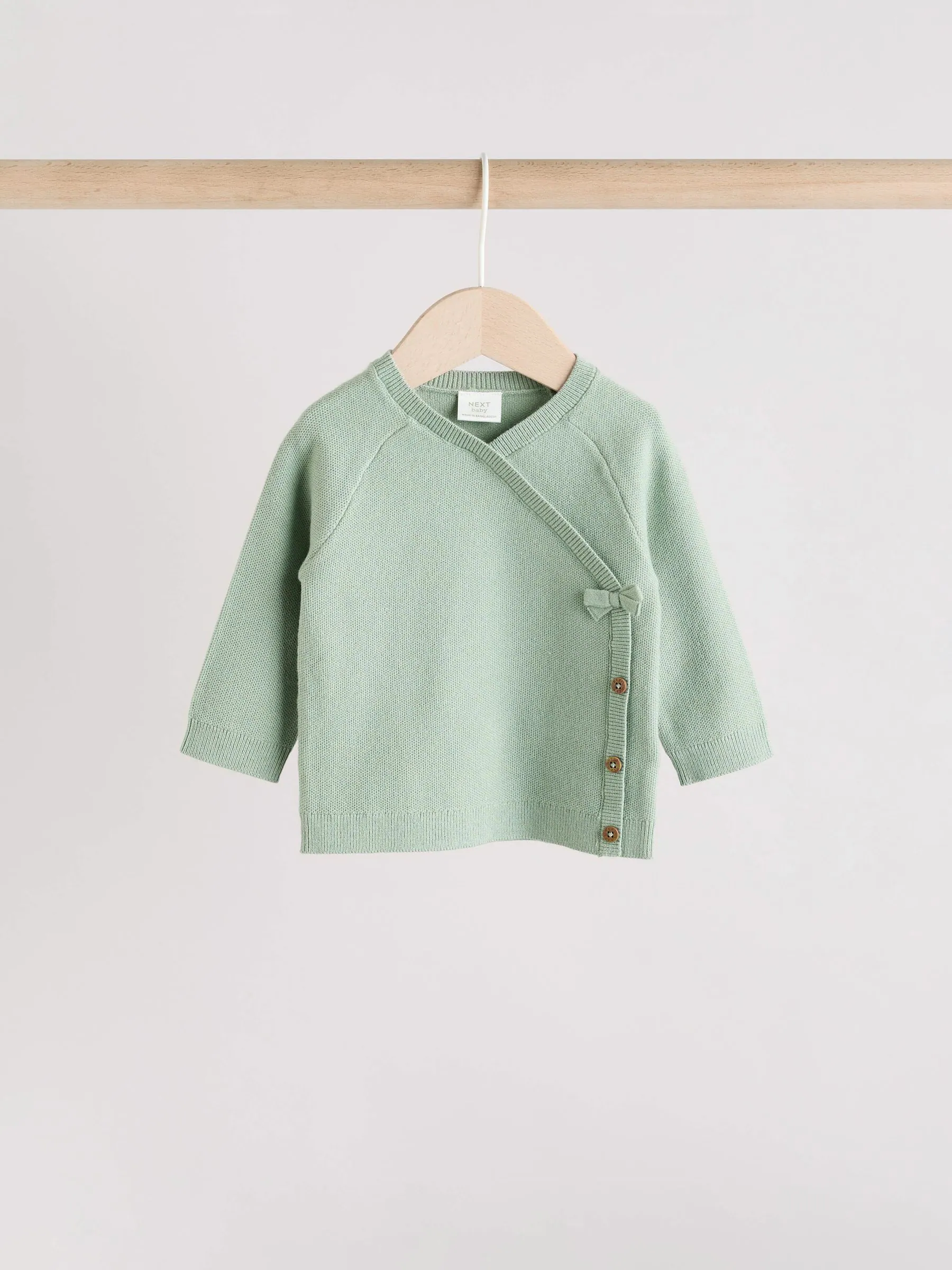 Grijs-groen - 2 -delige babyset met gebreide wikkelstrui en legging (0mnd-2jr)