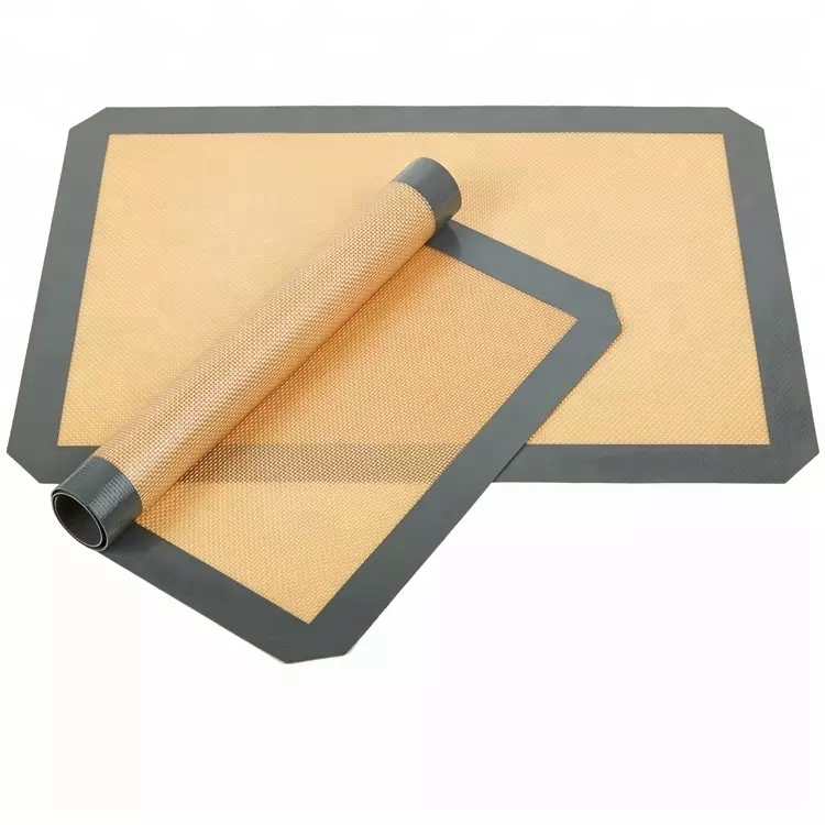 (3er Set) Silikon Anti-Haft Backpapier Wiederverwendbare Backofen Matte - Braun