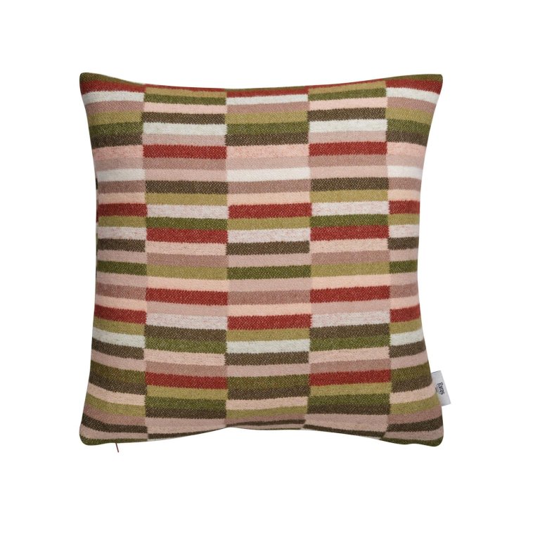 Røros Tweed Ida kussen 50x50 Olive Burgundy