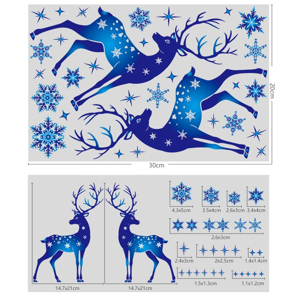 (30x20cm) Fenster Aufkleber Fenstersticker Folie Weihnachtsdekoration - Rentiere