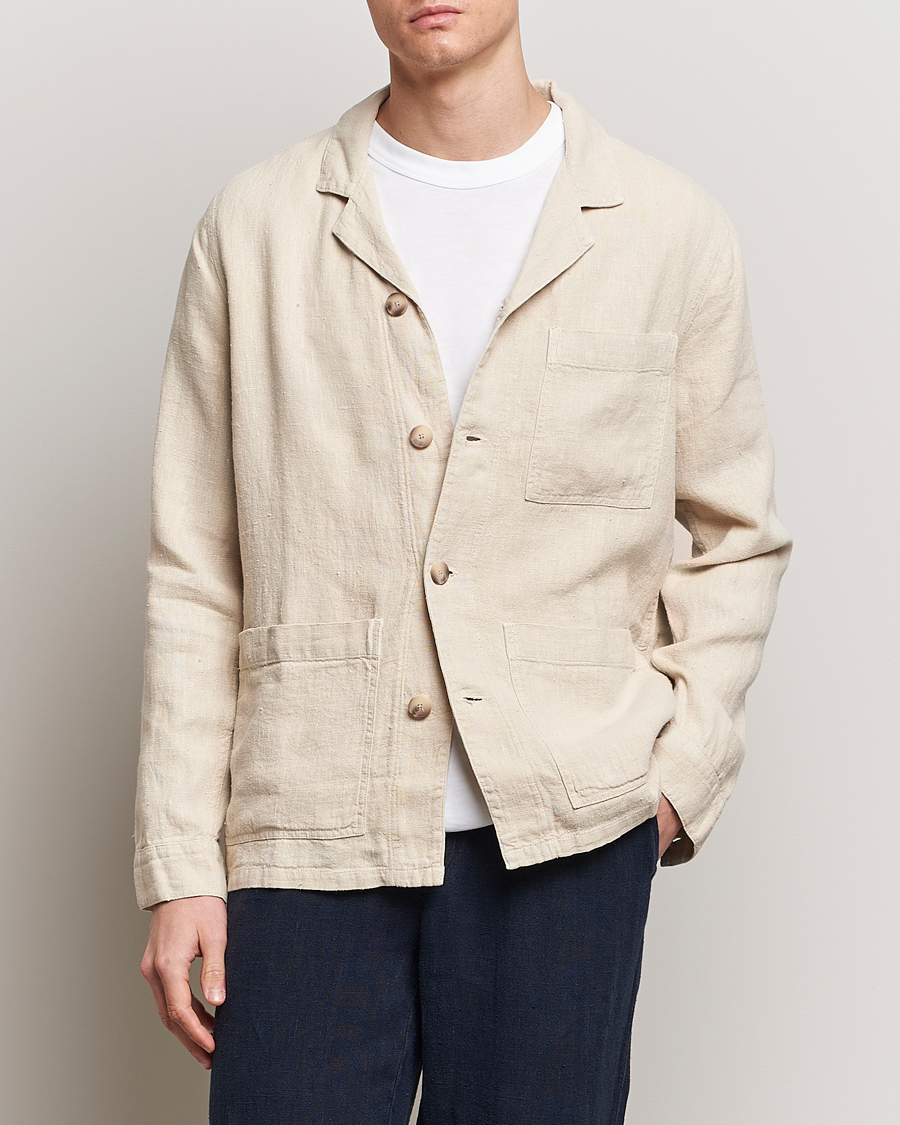 A Day's March Banagher Linen Overshirt Oyster