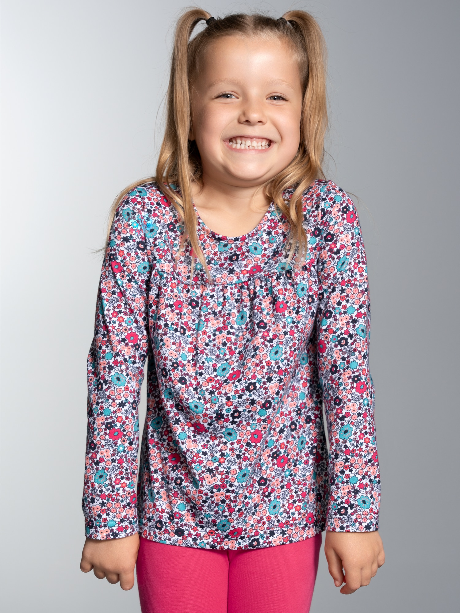 Langarmshirt mit süßem Blümchen-Print Navy