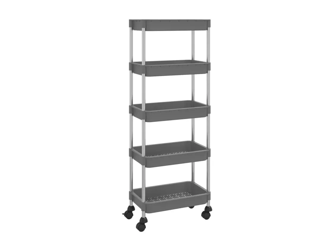 Chariot de cuisine 5 niveaux Gris 42x29x128 cm Fer et ABS