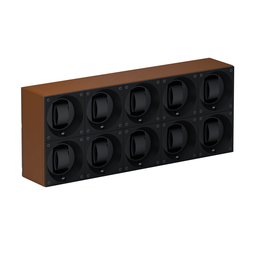SwissKubik Masterbox Leder Cognac - 10 Uhren