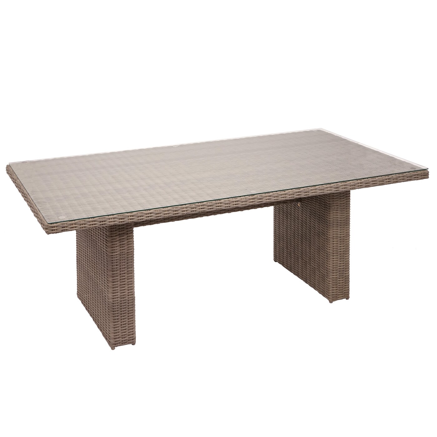 Poly-Rattan Garnitur MCW-E98, Sitzgruppe Balkon-/Garten-/Lounge-Set, Spun Poly halbrundes Rattan MVG beige Kissen grau