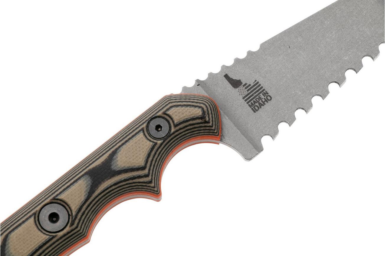 TOPS Knives Muley Saw MSAW-01, 154CM Tumble Finished, Tan Black G10, bottenzaag, Leo Espinoza design