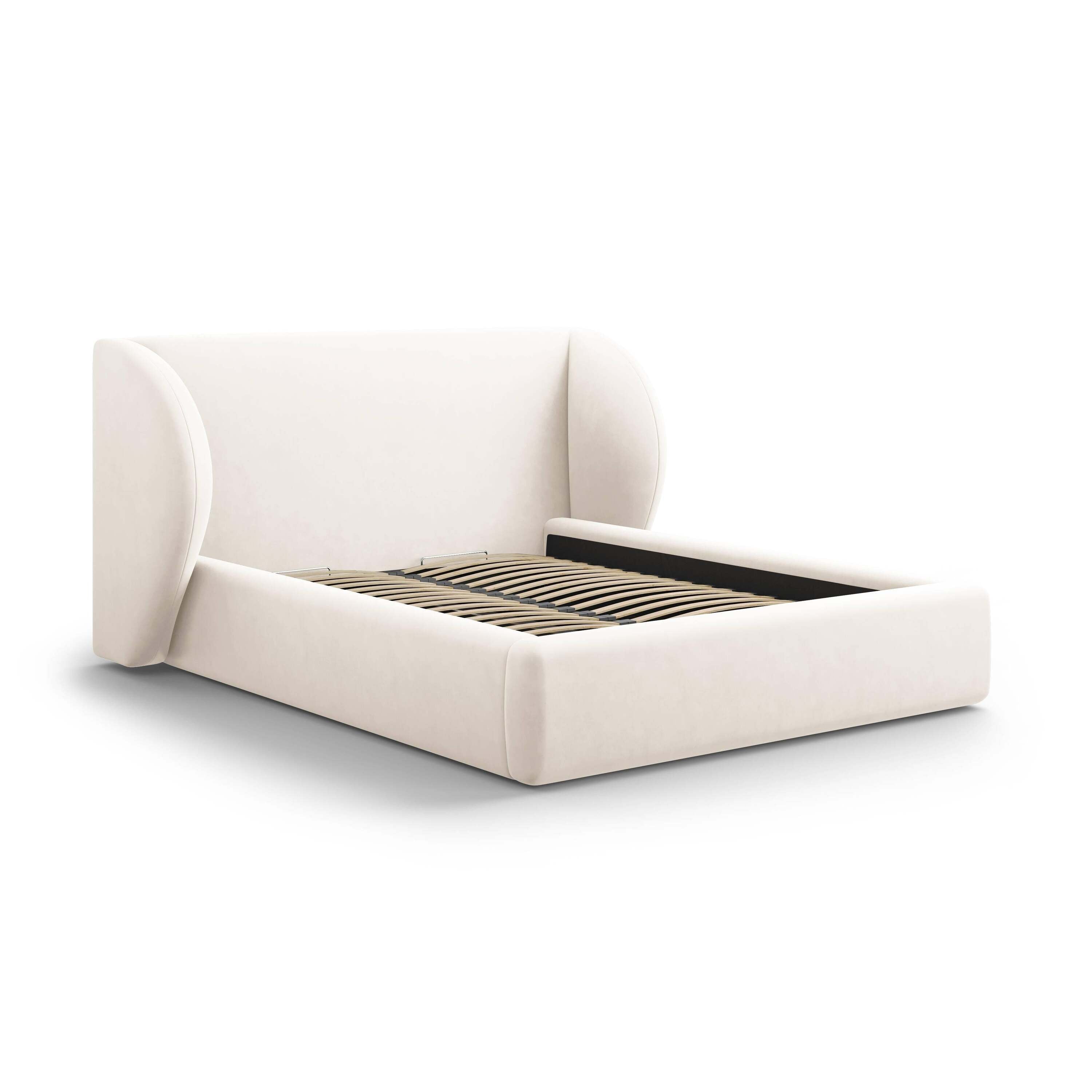 Micadoni Bedframe Miley met Opbergruimte - 180 x 200 cm - Fluweel - CrÃ¨me