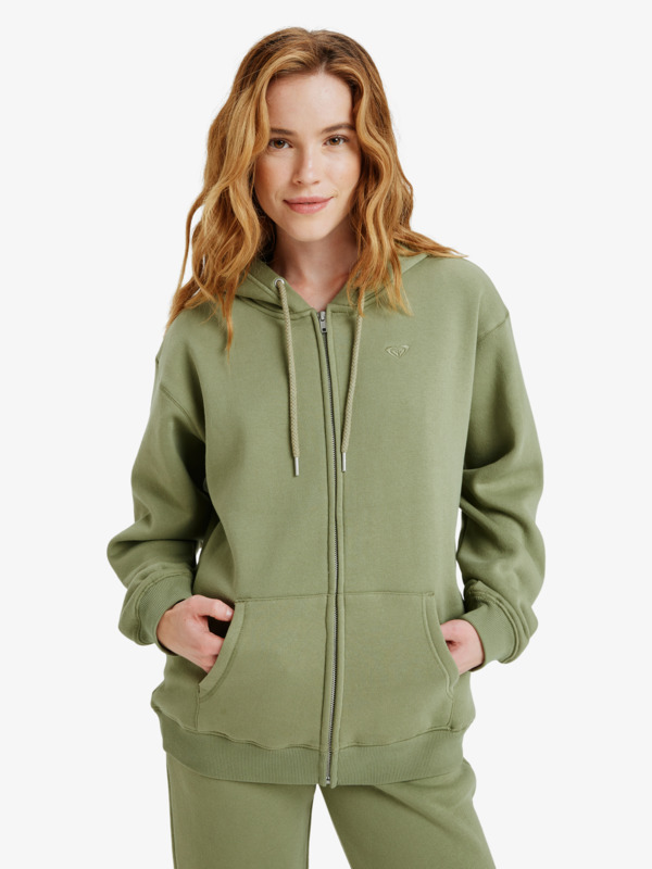Surf Stoked Zipped Brushed Pull zippé à capuche Vert Femme