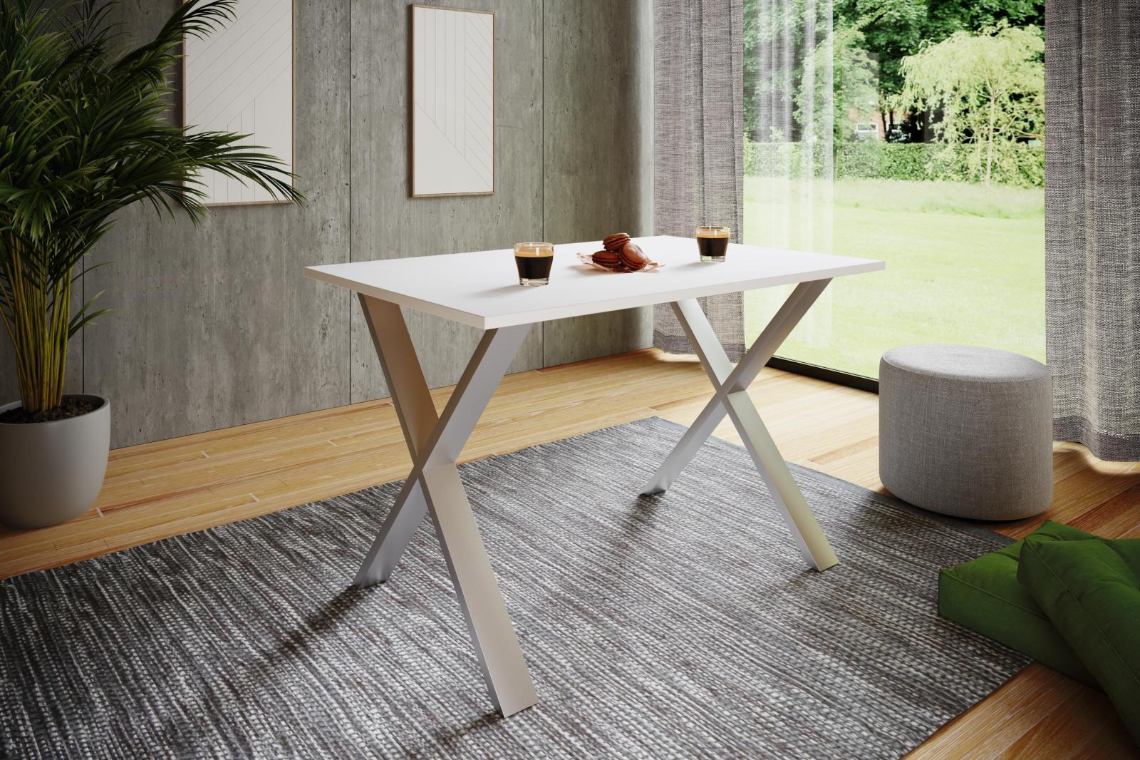 Esstisch XONA - weiß-silber - 110x50 cm