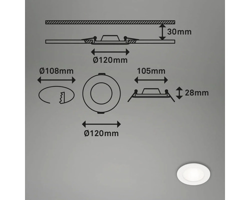LED inbouwspot IP44 6W 600 lm 4000 K wit Ø 12/10,8 cm 230V