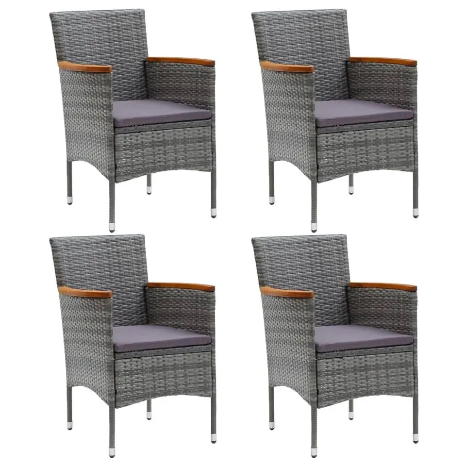 vidaXL - Tuinstoelen - Grijs - Poly rattan - 4 stuks