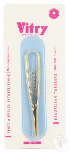 Vitry Prestige Pince À Épiler Inox Dorée 9cm Mors Crabe 1 Pièce (4021)
