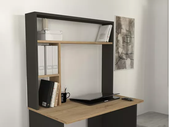 Bureau avec rangements - Noir et naturel - VALURI