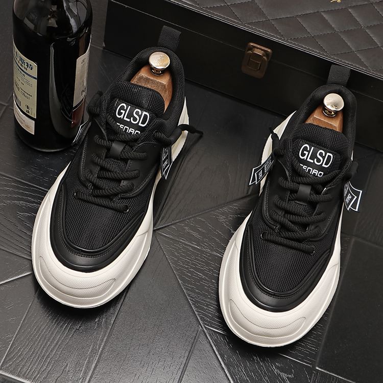 Mr Ozera - Platform Plain Lace Up Sneakers