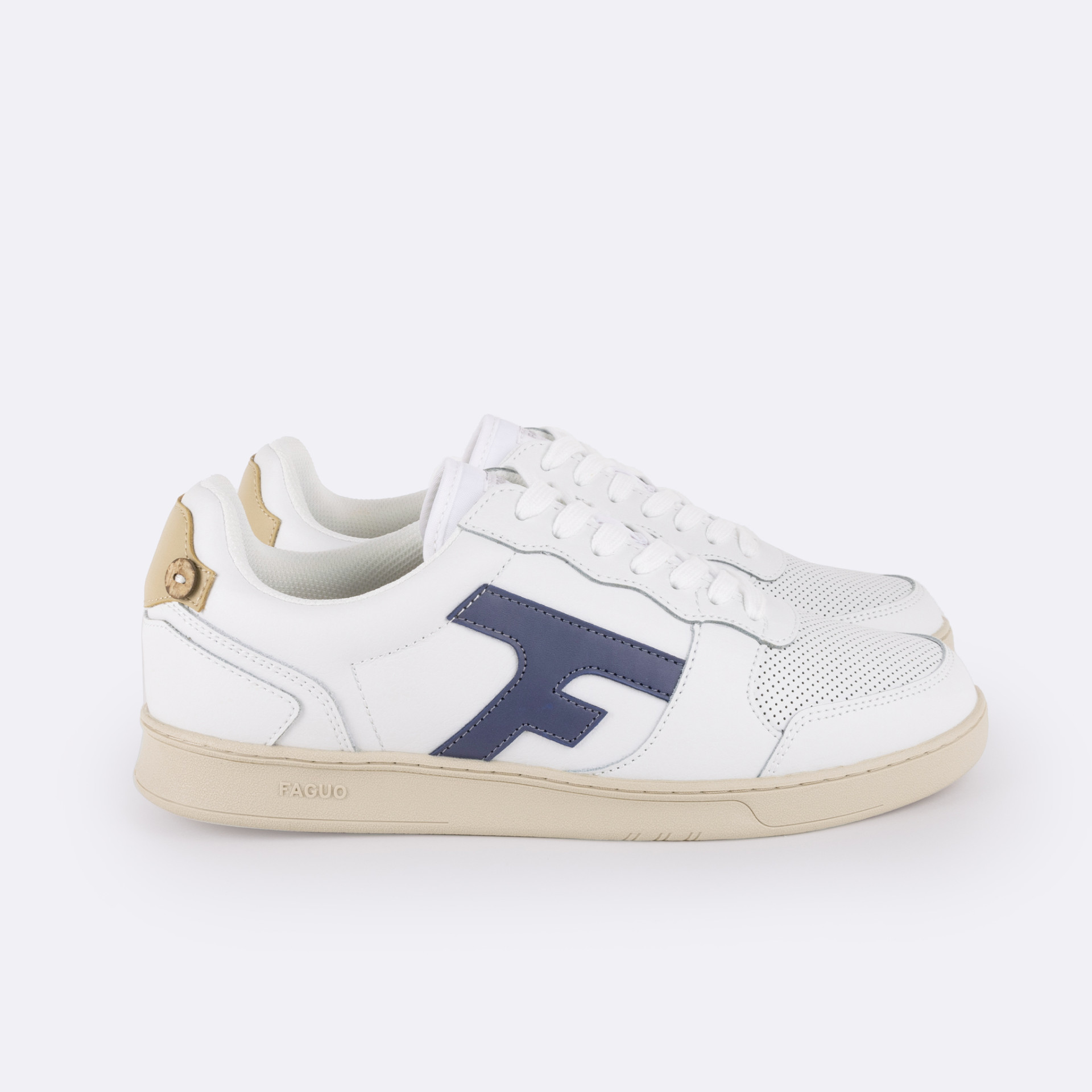 Baskets blanches & bleues cuir - modèle hazel