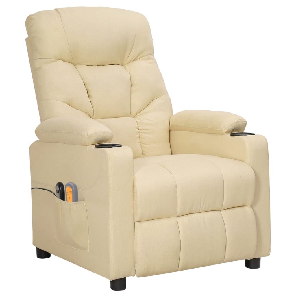 vidaXL Elektrische massagestoel, crème, stof
