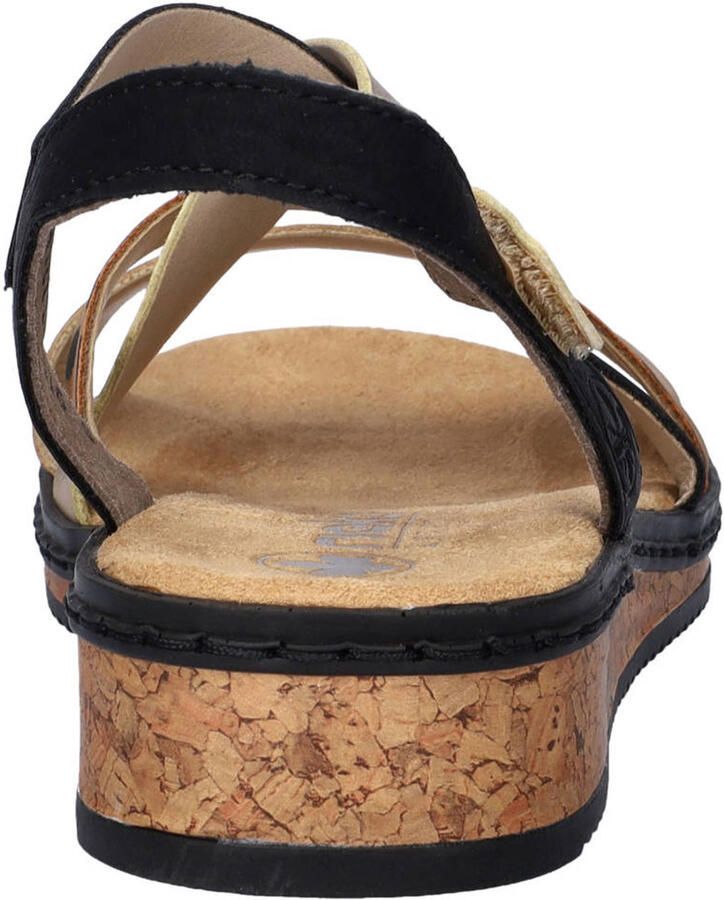 Rieker sandalen zwart goud panter