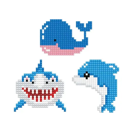 Pracht Diamond Dotzies Sticker Set Fische, 3 glitzernde Aufkleber zum Selbstgestalten und Verzieren