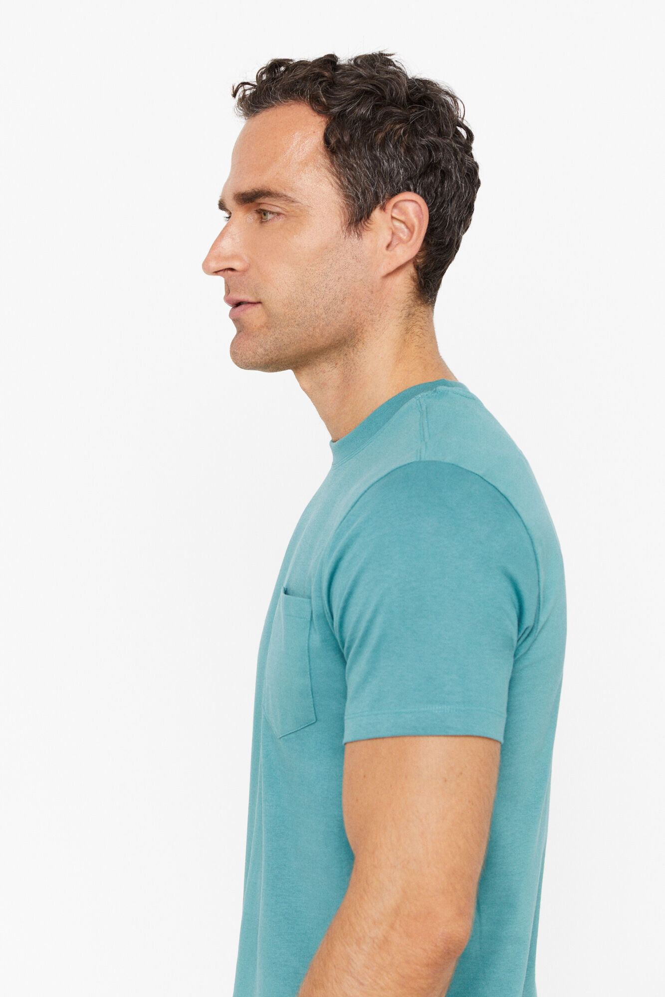 Camiseta básica com bolso - Turquesa