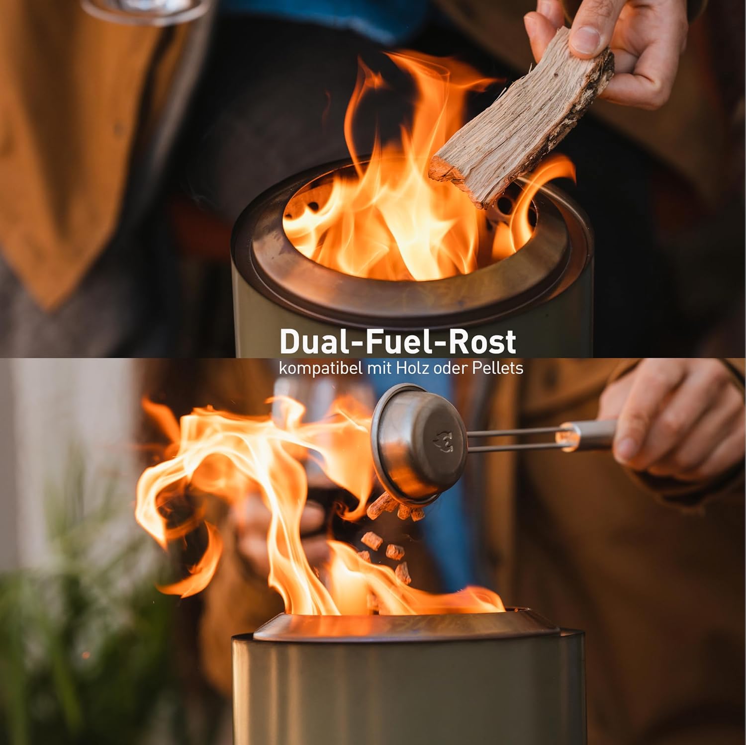 Solo Stove Mesa XL Tischfeuer Outdoor | Raucharmer Mini Tischkamin, Deko für Garten, Terrasse und Balkon, Für Pellets/Holz, Edelstahl, Inkl. Standfuß, Aufbewahrungsbeutel, 21,8 x 17,8cm, 1 kg, Silber