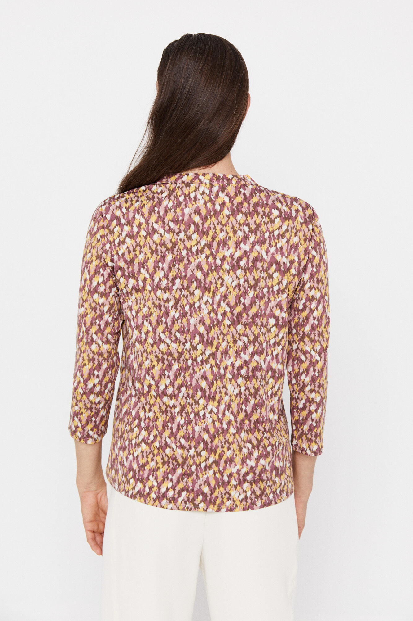 Blusa de malha com mangas até o cotovelo - Estampa verde