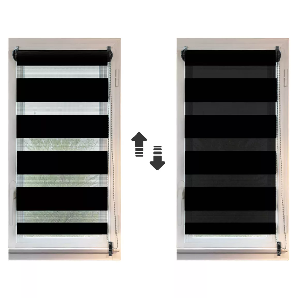 Store enrouleur Jour / Nuit (60 x 180 cm) Noir