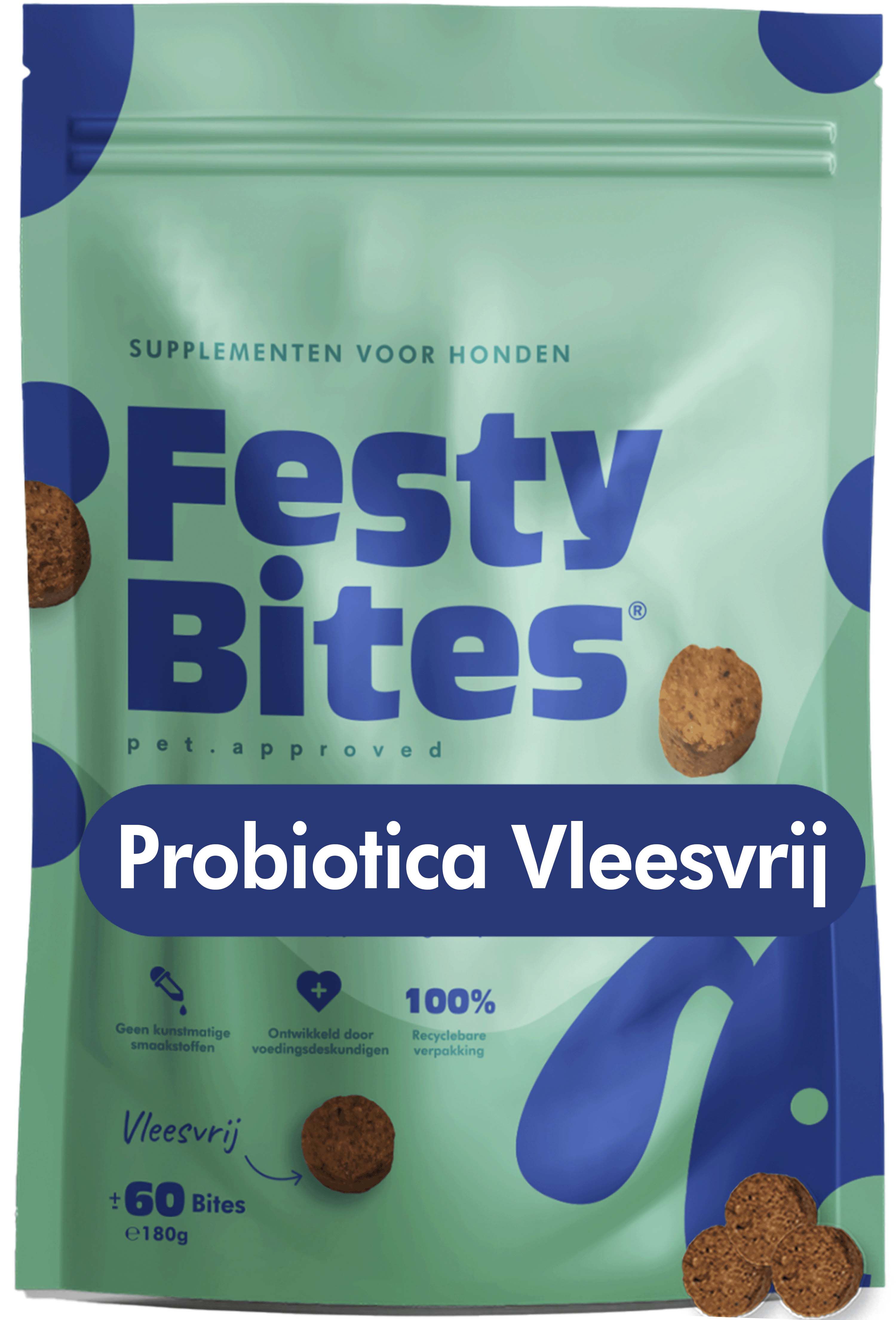 FestyBites - Probiotica met Insectenmeel - Spijsvertering en darmflora  Hond - 180 Gram - Vleesvrij